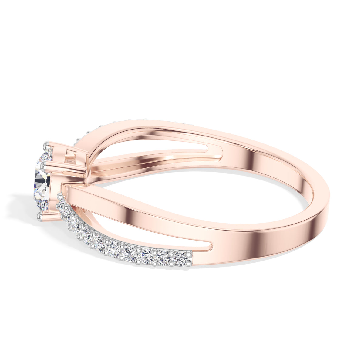 Round Split-Shank Pave Lab Grown Diamond Zeline Engagement Ring