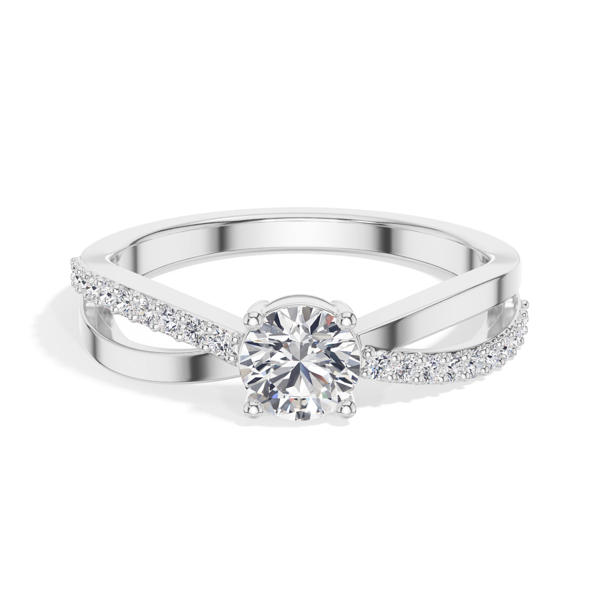 Round Split-Shank Pave Lab Grown Diamond Zeline Engagement Ring