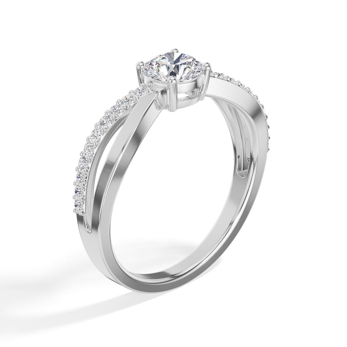 Round Split-Shank Pave Lab Grown Diamond Zeline Engagement Ring