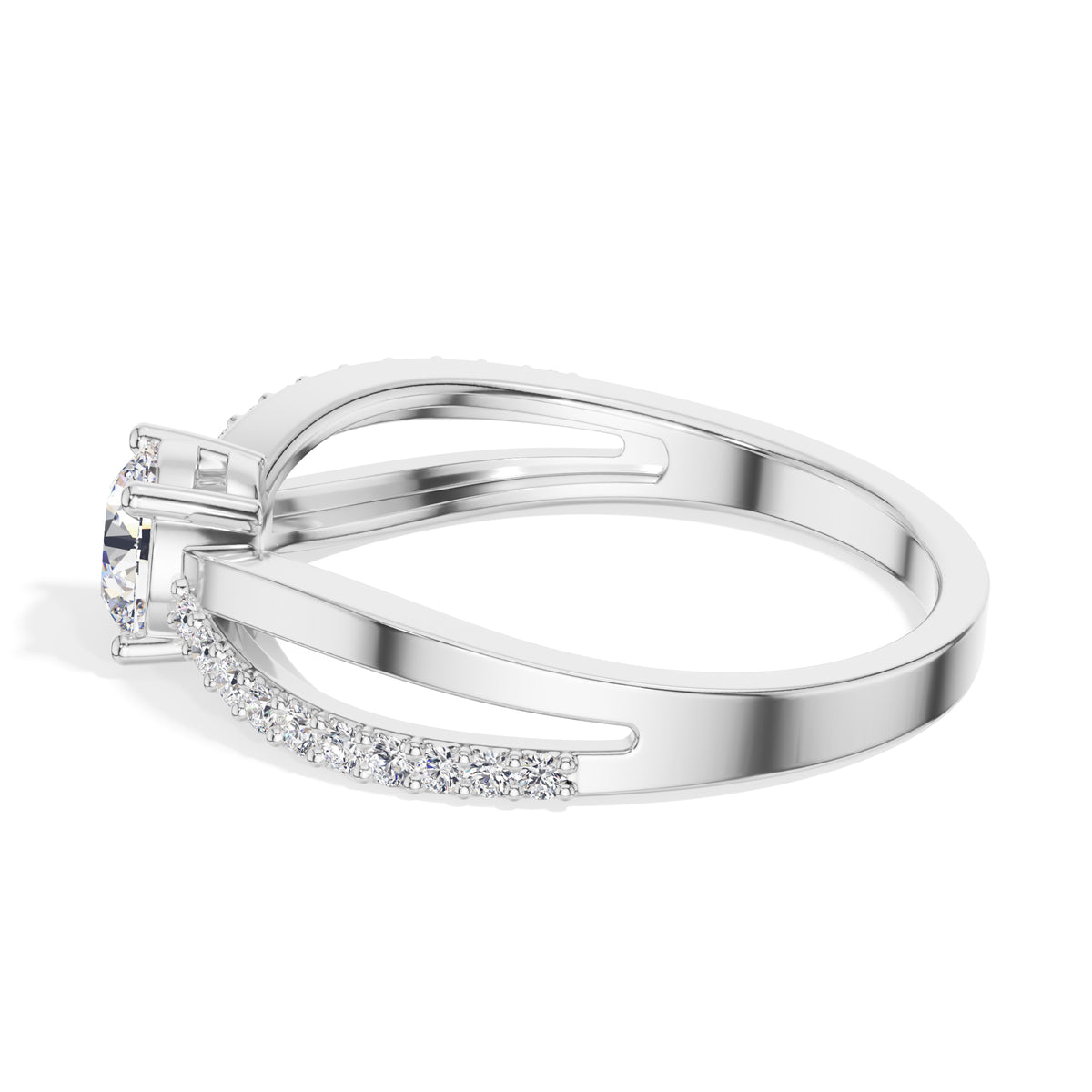 Round Split-Shank Pave Lab Grown Diamond Zeline Engagement Ring