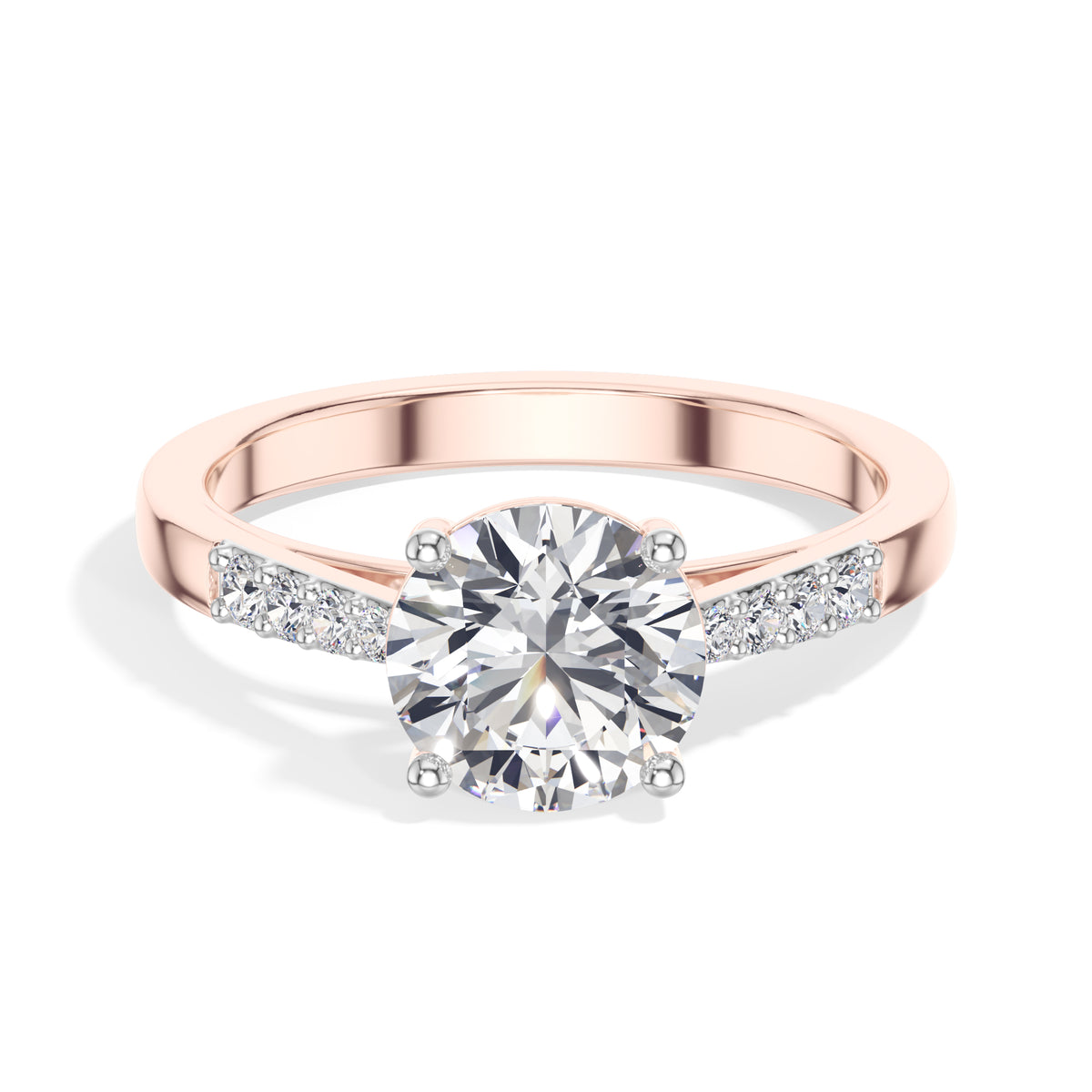 Round Pave-Shoulder Lab Grown Diamond Oriana Engagement Ring
