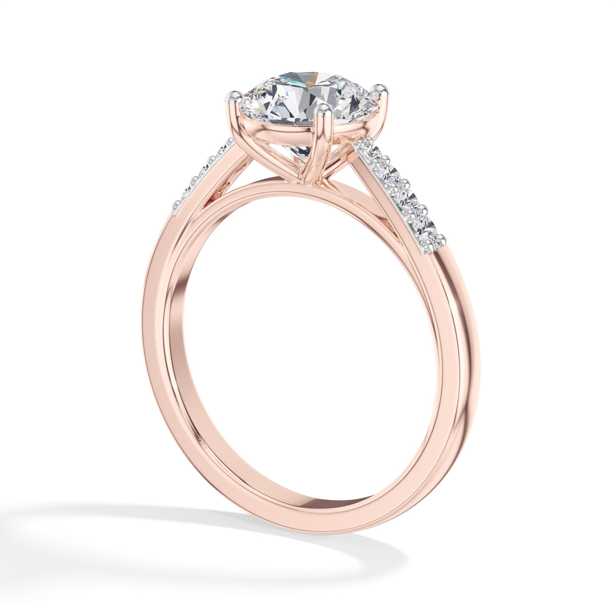 Round Pave-Shoulder Lab Grown Diamond Oriana Engagement Ring