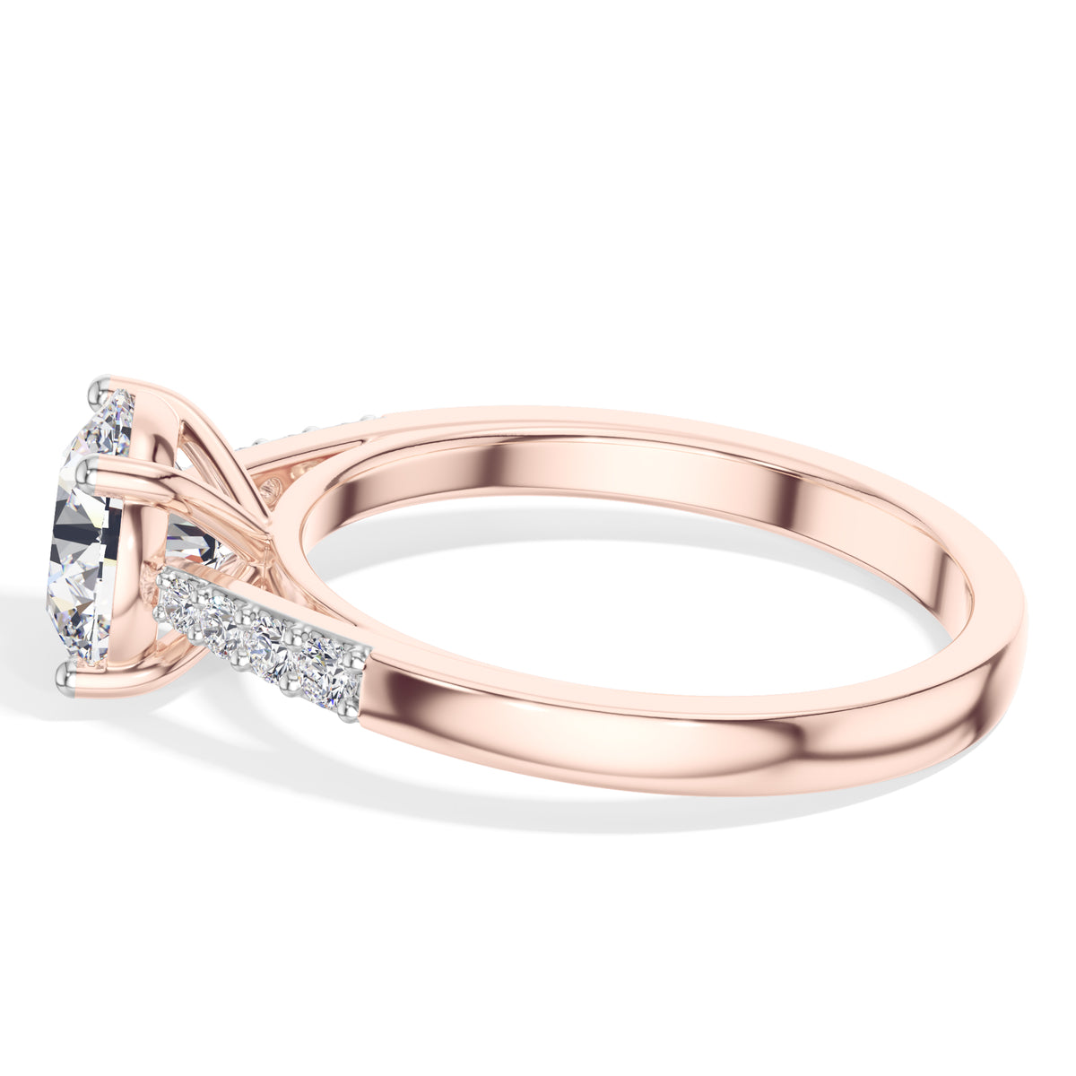 Round Pave-Shoulder Lab Grown Diamond Oriana Engagement Ring
