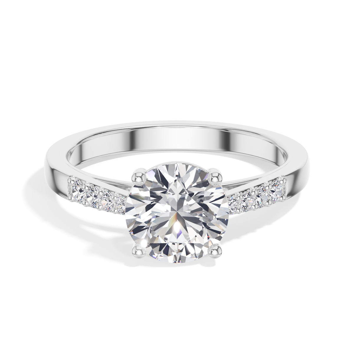 Round Pave-Shoulder Lab Grown Diamond Oriana Engagement Ring