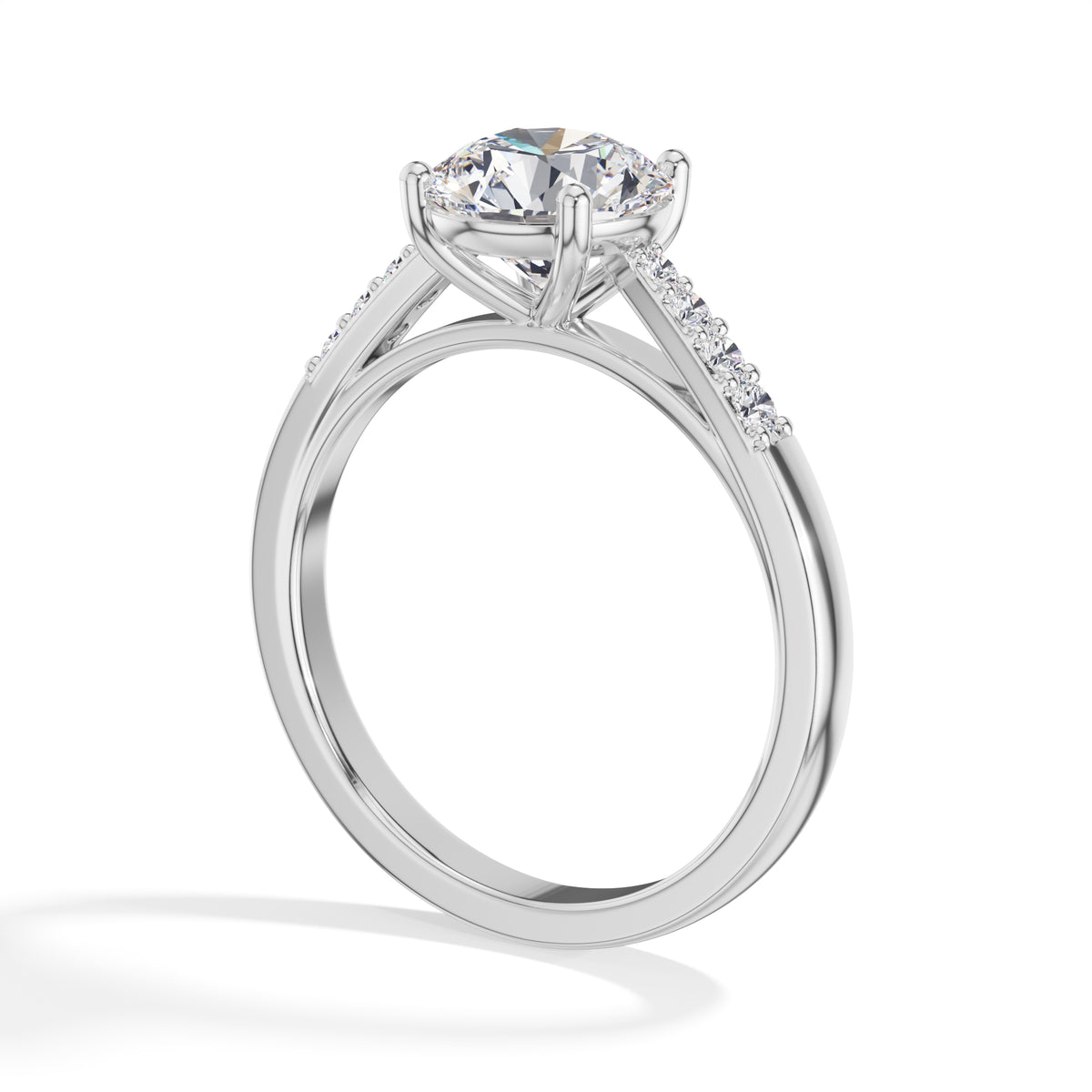 Round Pave-Shoulder Lab Grown Diamond Oriana Engagement Ring