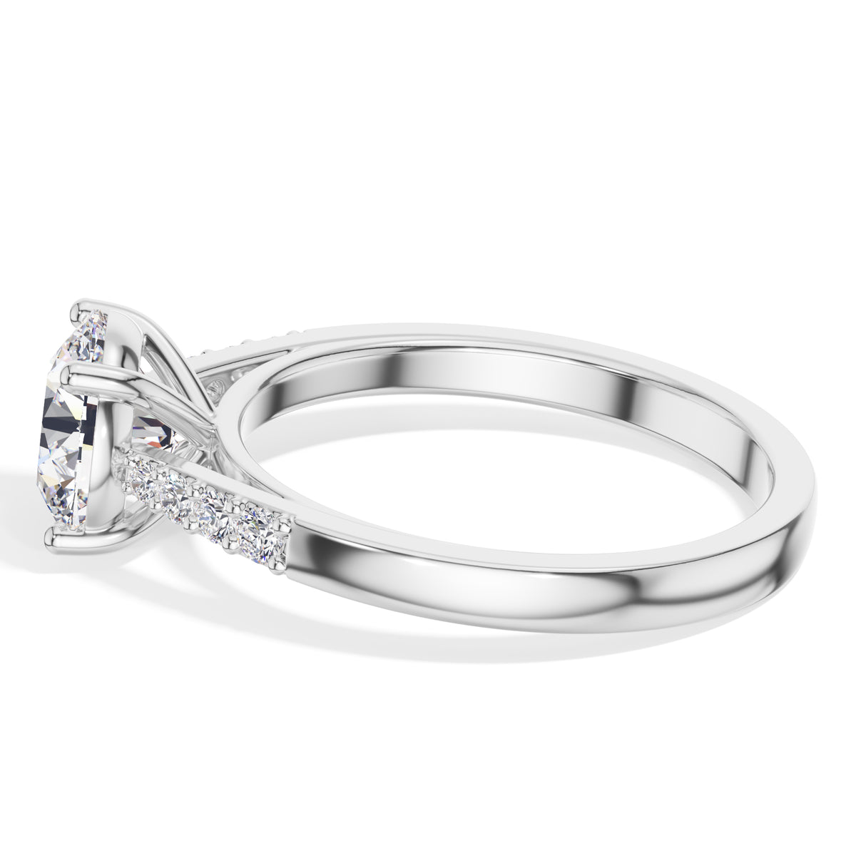 Round Pave-Shoulder Lab Grown Diamond Oriana Engagement Ring