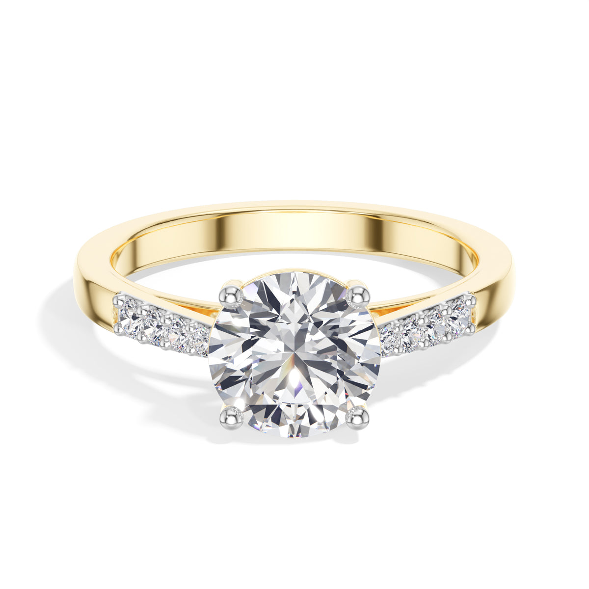 Round Pave-Shoulder Lab Grown Diamond Oriana Engagement Ring