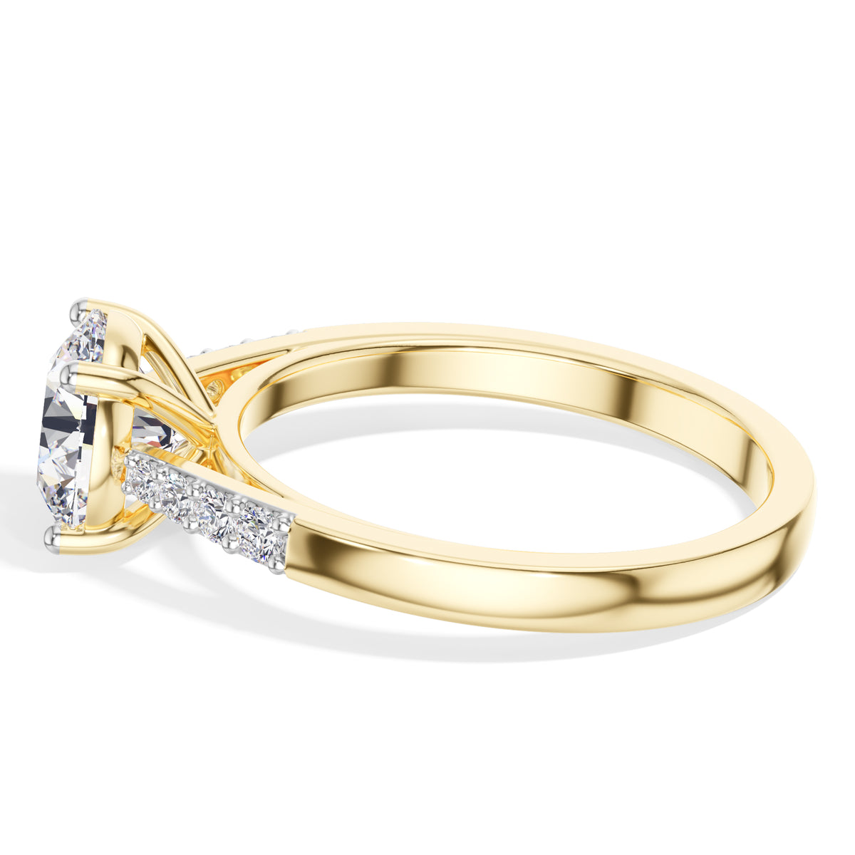 Round Pave-Shoulder Lab Grown Diamond Oriana Engagement Ring