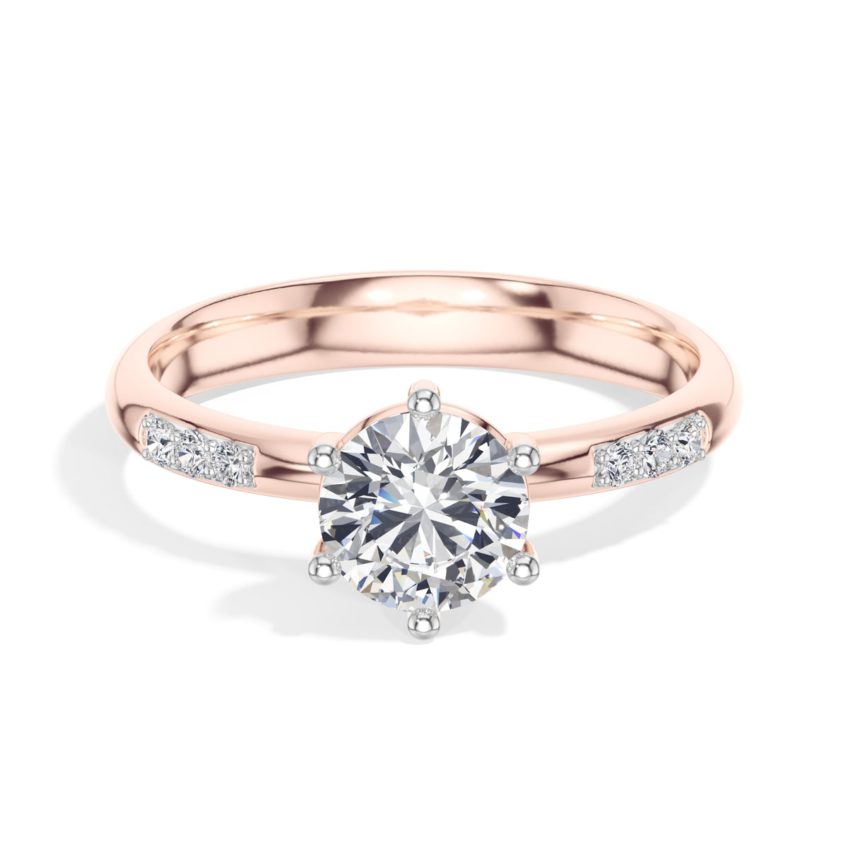 Round Six-Prong Pave Lab Grown Diamond Solene Engagement Ring 