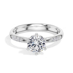 Round Six-Prong Pave Lab Grown Diamond Solene Engagement Ring 