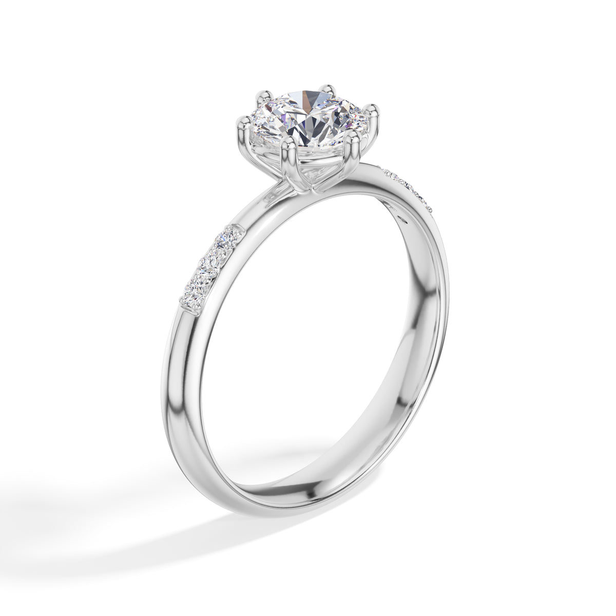 Round Six-Prong Pave Lab Grown Diamond Solene Engagement Ring 