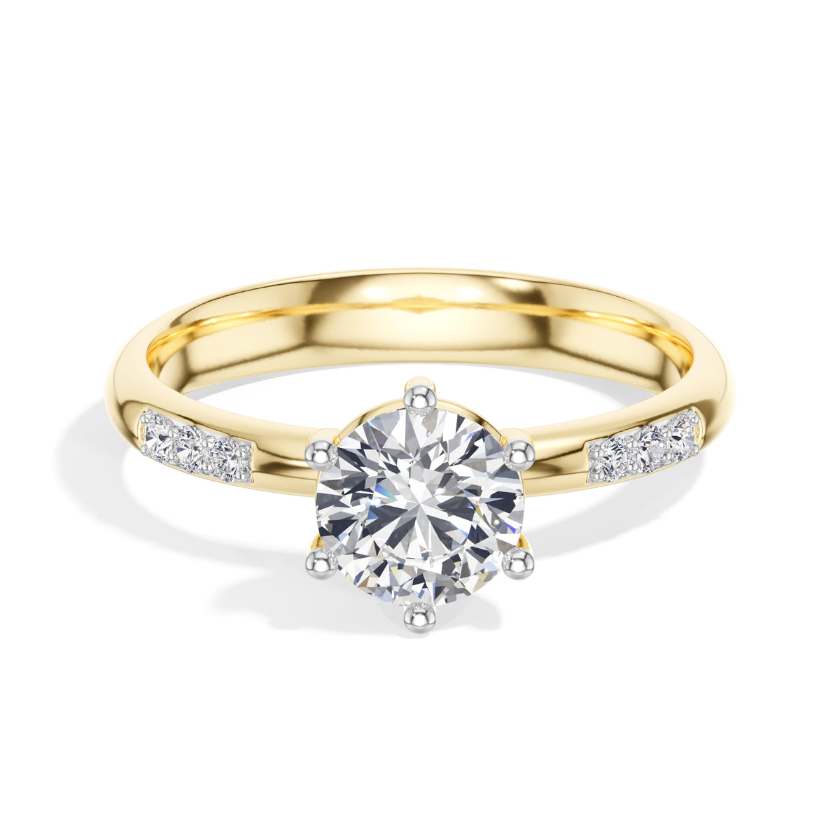 Round Six-Prong Pave Lab Grown Diamond Solene Engagement Ring 