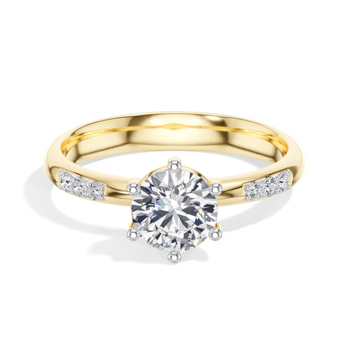 Round Six-Prong Pave Lab Grown Diamond Solene Engagement Ring 