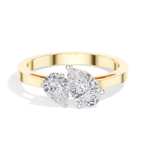Pear Toi Et Moi Lab Grown Diamond Gemina Engagement Ring 