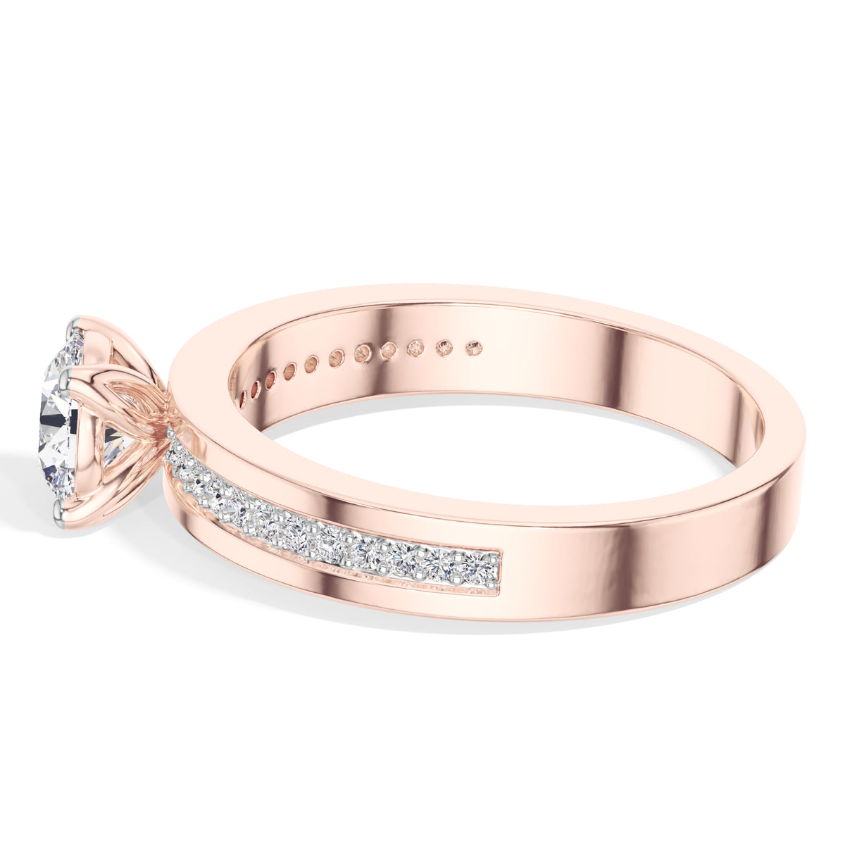 Round Pave-Band Lab Grown Diamond Ravina Engagement Ring