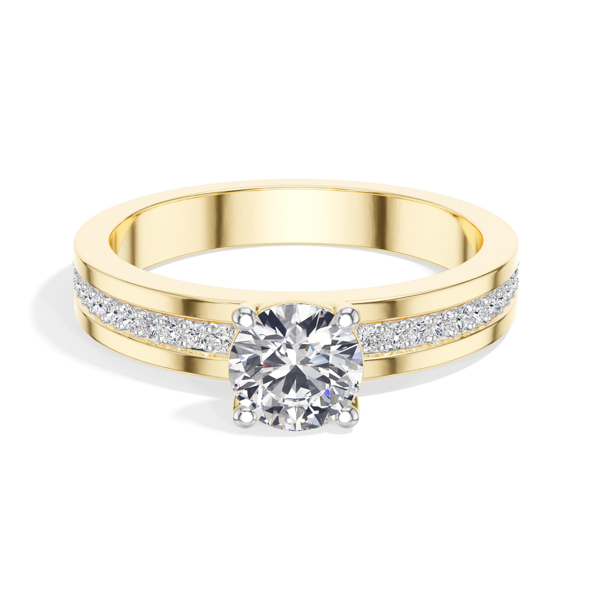 Round Pave-Band Lab Grown Diamond Ravina Engagement Ring