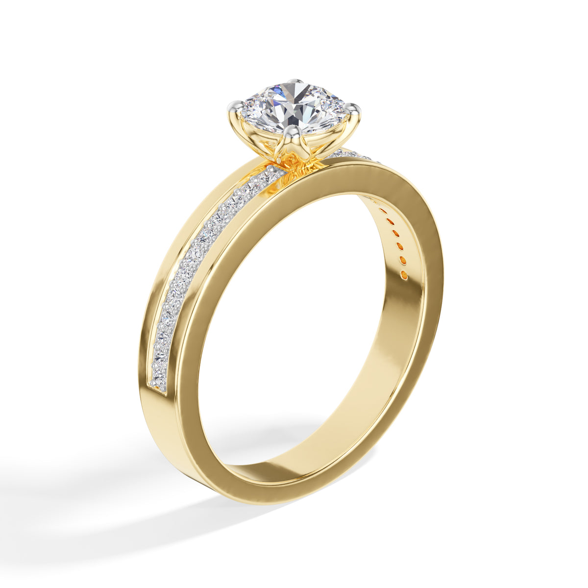 Round Pave-Band Lab Grown Diamond Ravina Engagement Ring