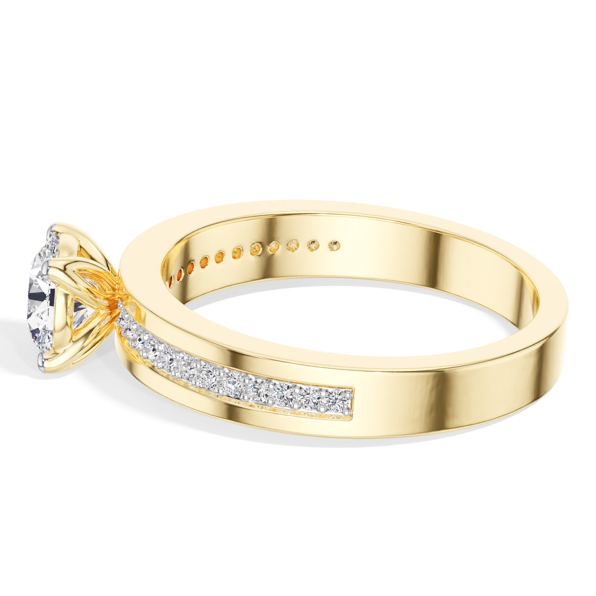 Round Pave-Band Lab Grown Diamond Ravina Engagement Ring