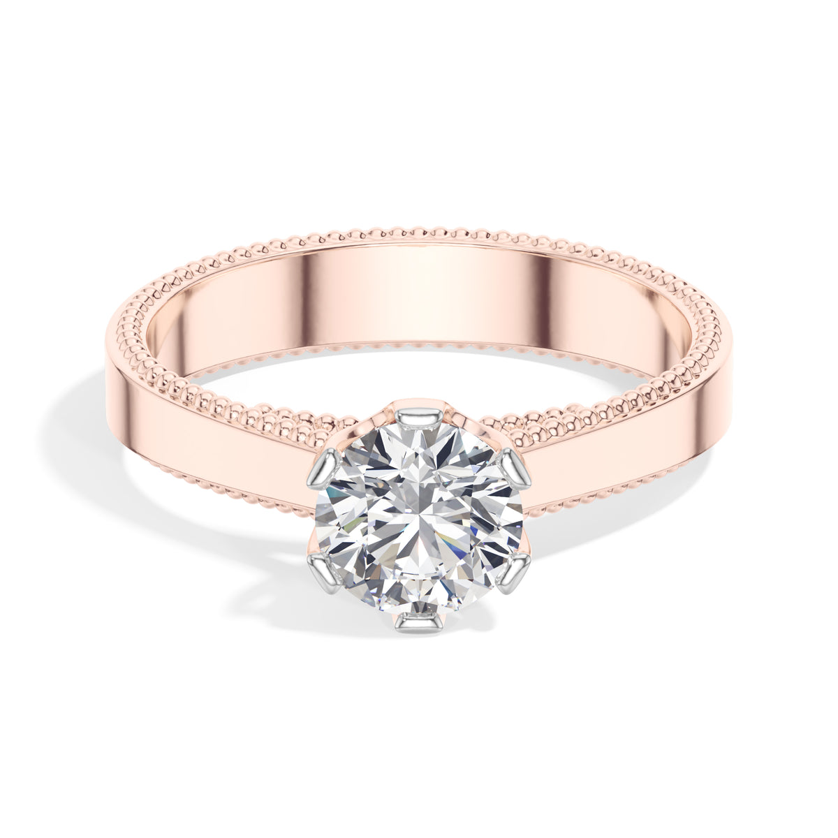 Round Tiger-Prong Solitaire Lab Grown Diamond Aldara Engagement Ring 