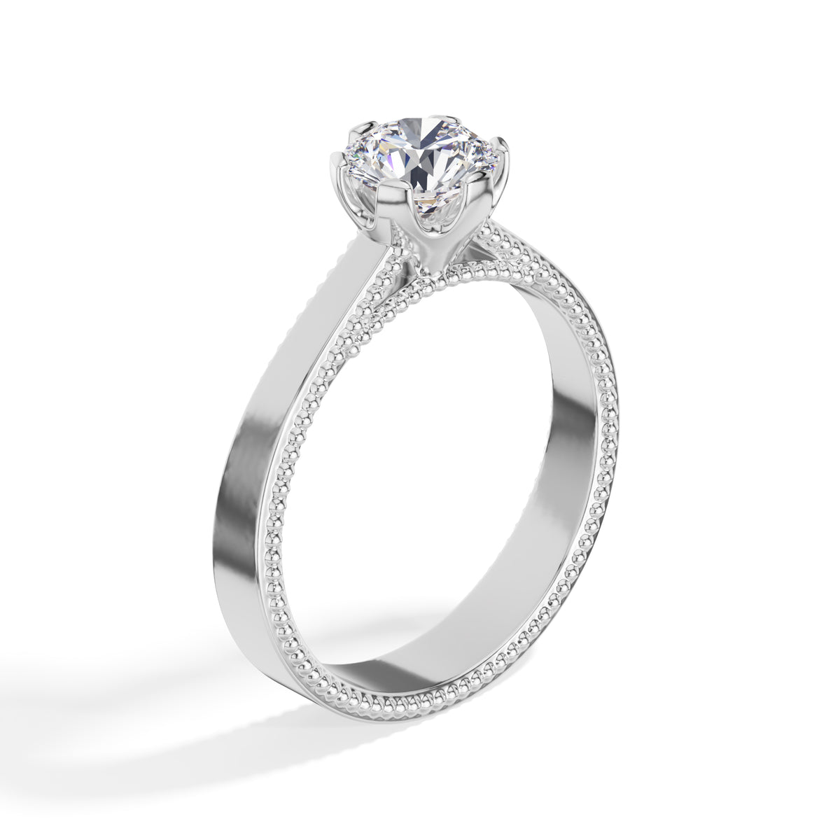 Round Tiger-Prong Solitaire Lab Grown Diamond Aldara Engagement Ring 