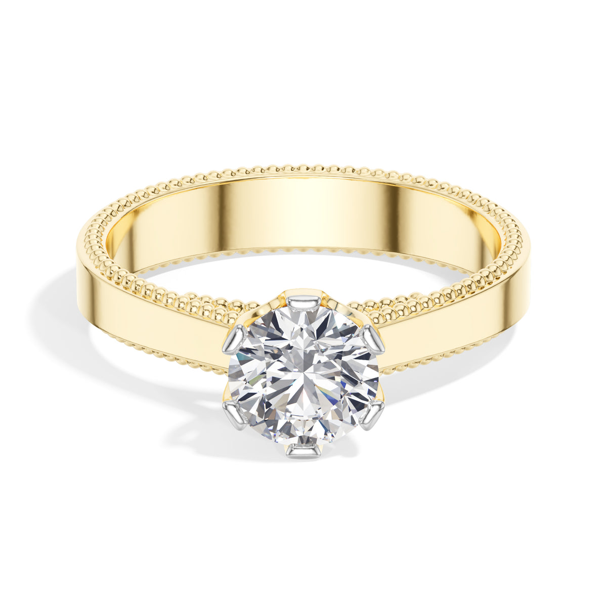 Round Tiger-Prong Solitaire Lab Grown Diamond Aldara Engagement Ring 