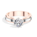 Round Solitaire Faceted-Band Lab Grown Diamond Kirana Engagement Ring