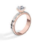 Round Solitaire Faceted-Band Lab Grown Diamond Kirana Engagement Ring