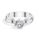 Round Solitaire Faceted-Band Lab Grown Diamond Kirana Engagement Ring