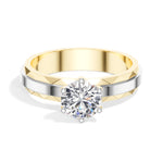 Round Solitaire Faceted-Band Lab Grown Diamond Kirana Engagement Ring
