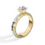 Round Solitaire Faceted-Band Lab Grown Diamond Kirana Engagement Ring