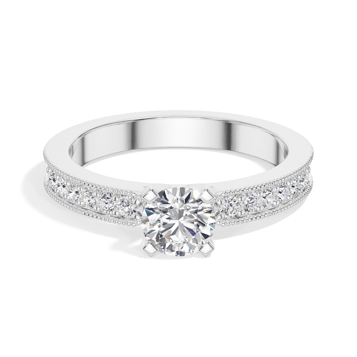 Round Pave Lab Grown Diamond Nerine Engagement Ring