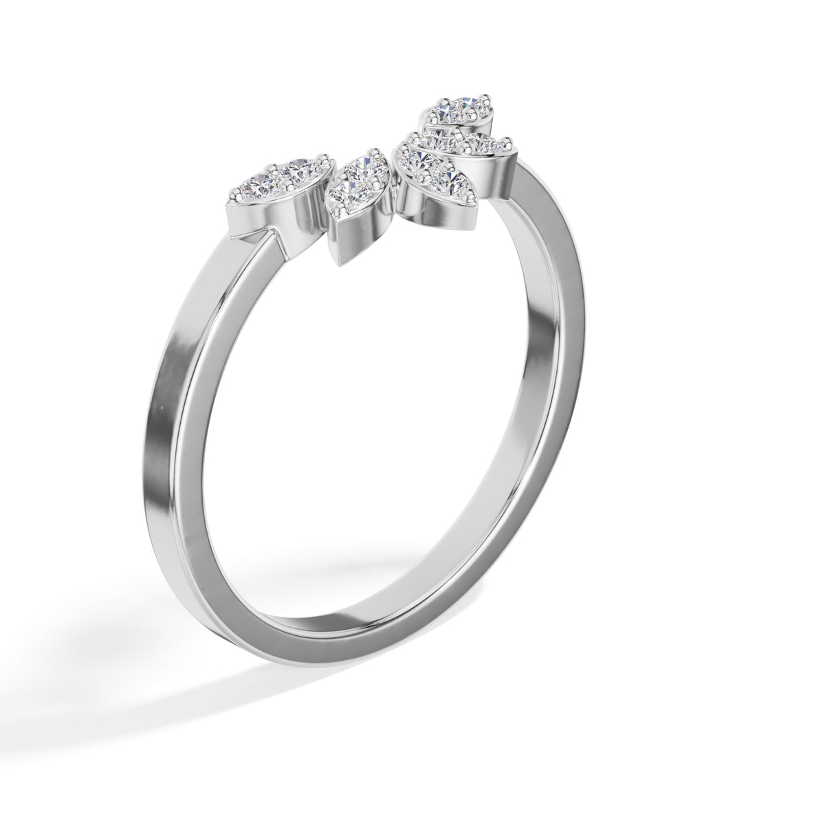 Round Petal Cluster Lab Grown Diamond Lotira Engagement Ring
