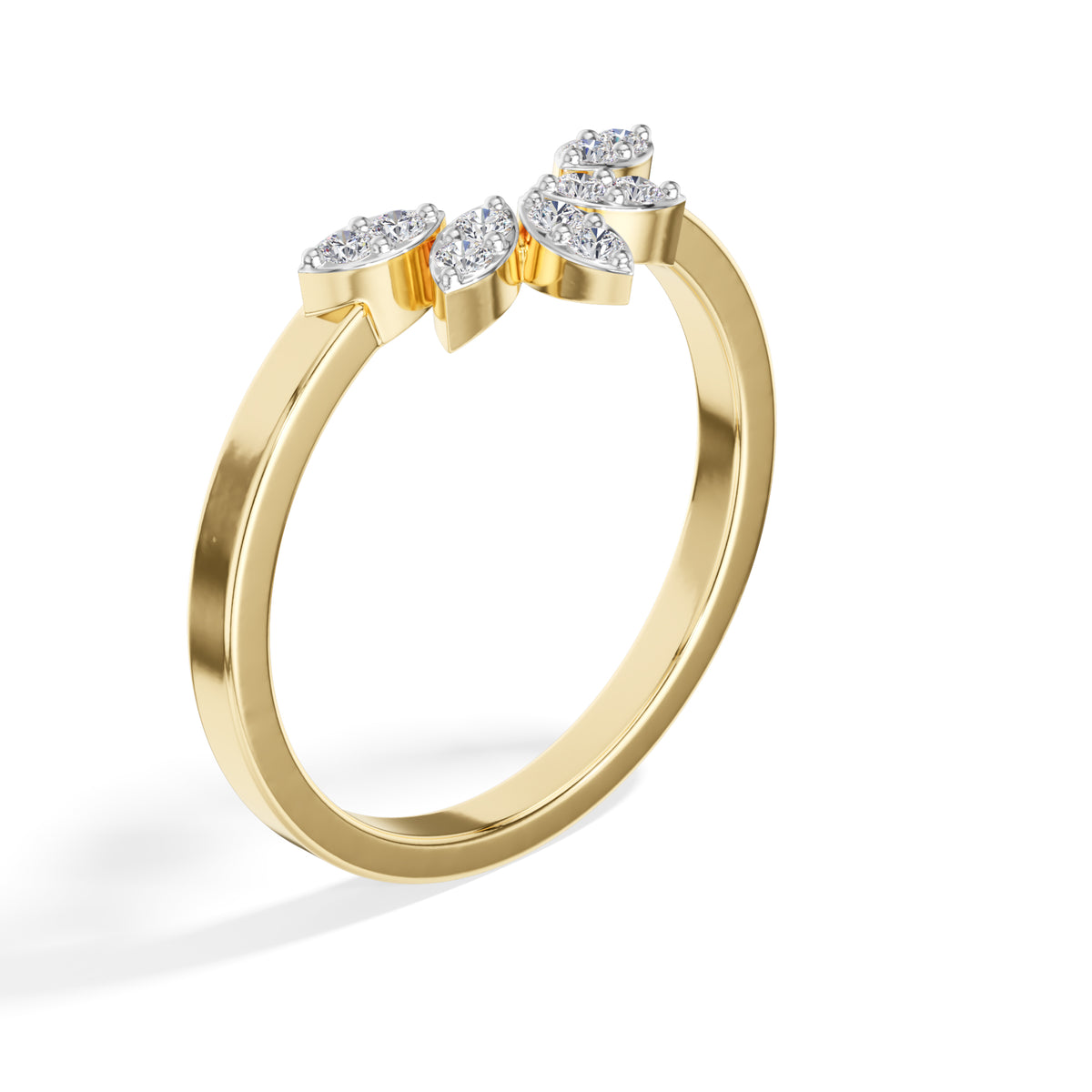 Round Petal Cluster Lab Grown Diamond Lotira Engagement Ring