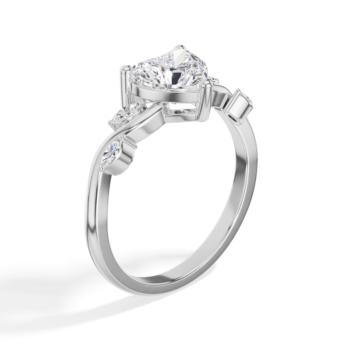 Heart Shaped Vine Lab Grown Diamond Verena Engagement Ring
