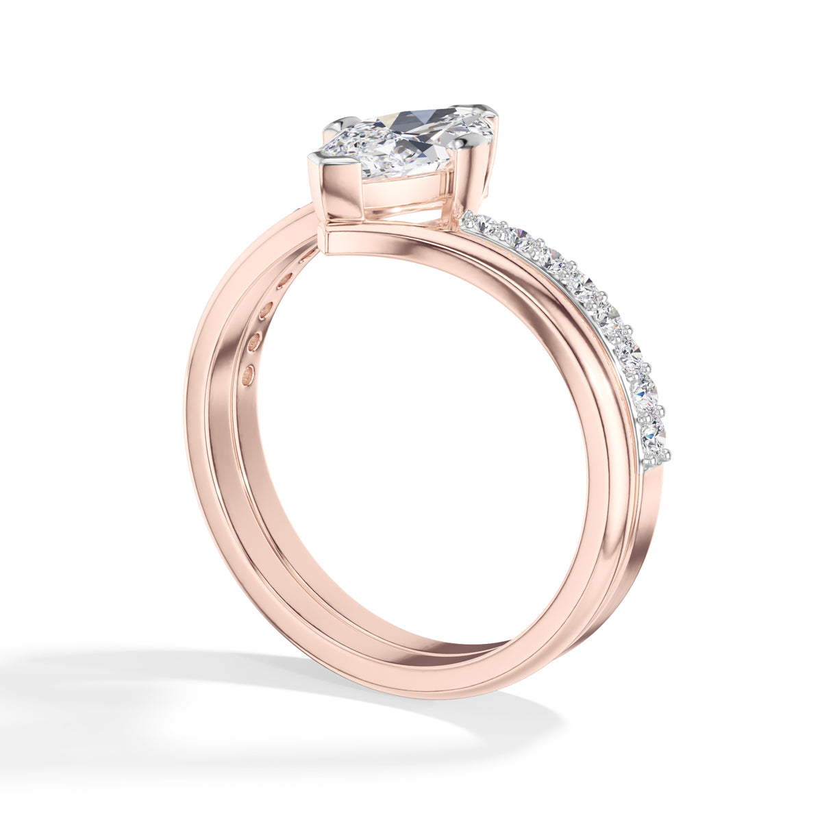 Marquise Bypass Pave Lab Grown Diamond Zephyra Engagement Ring