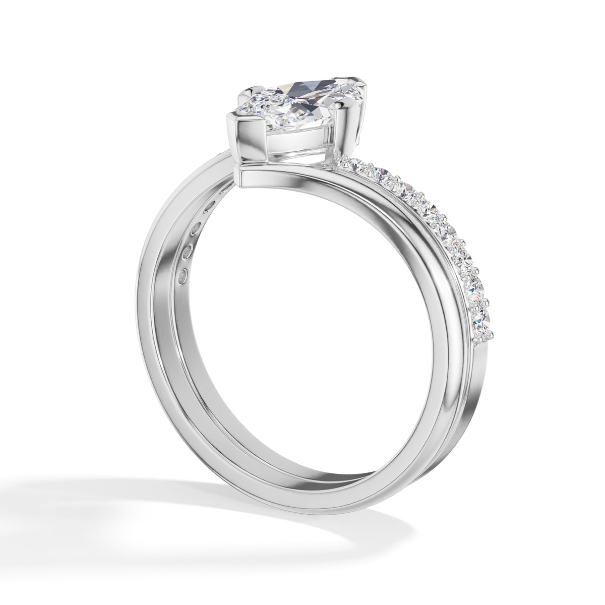 Marquise Bypass Pave Lab Grown Diamond Zephyra Engagement Ring