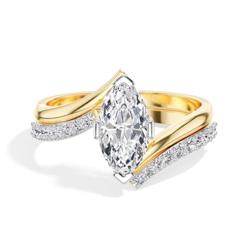 Marquise Bypass Pave Lab Grown Diamond Zephyra Engagement Ring