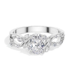 Oval Leaf-Motif Lab Grown Diamond Elowen Engagement Ring