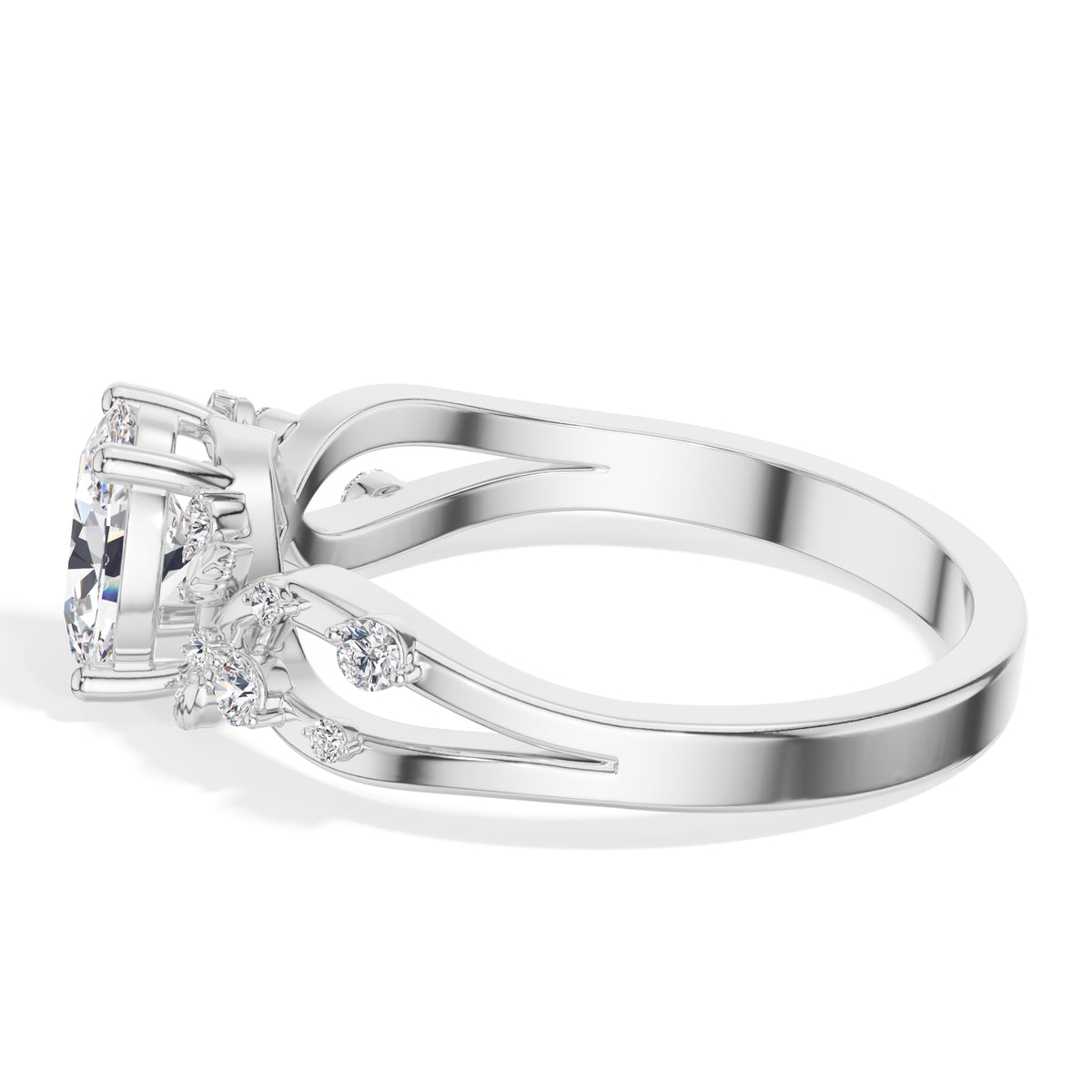 Oval Leaf-Motif Lab Grown Diamond Elowen Engagement Ring