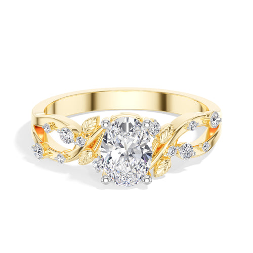 Oval Leaf-Motif Lab Grown Diamond Elowen Engagement Ring