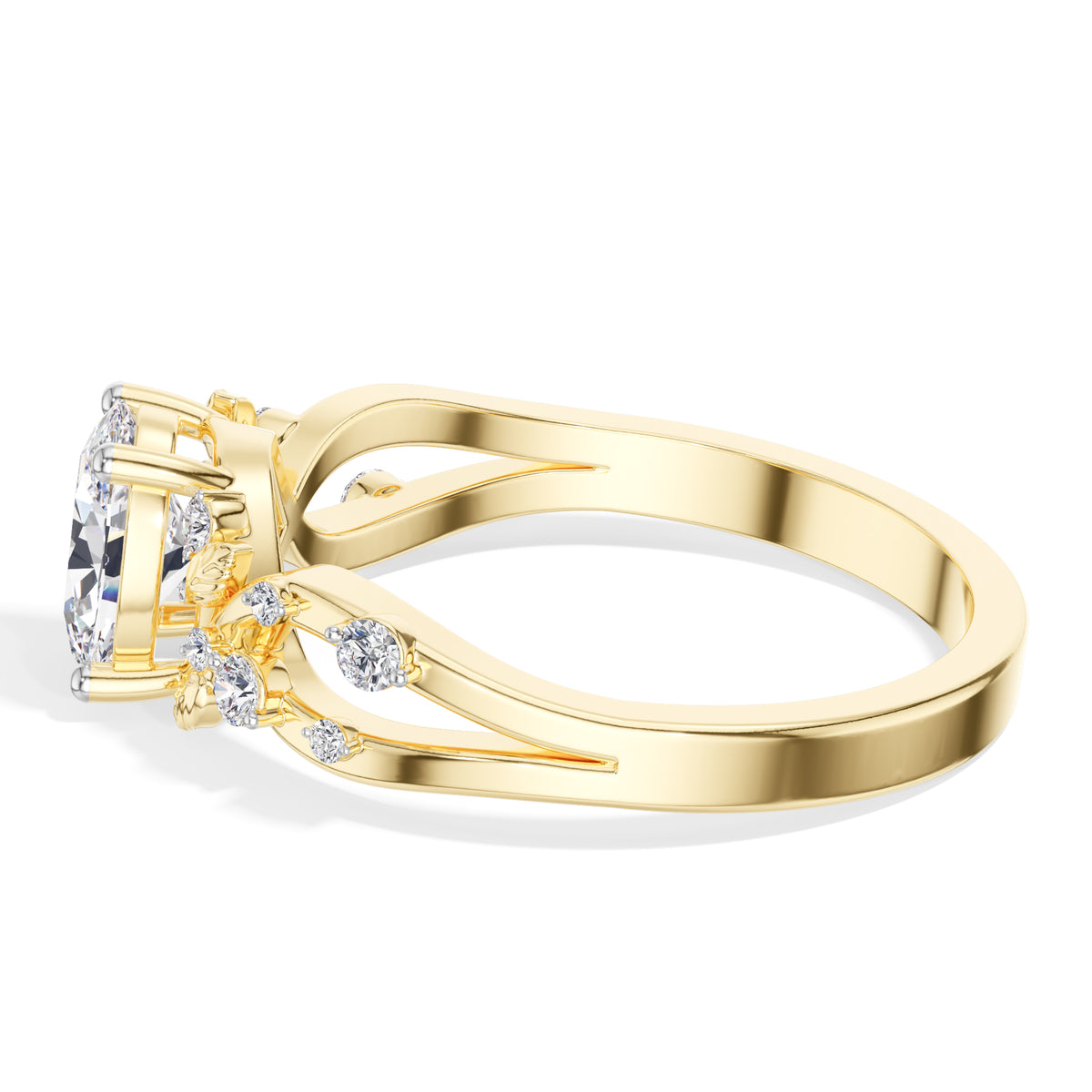 Oval Leaf-Motif Lab Grown Diamond Elowen Engagement Ring