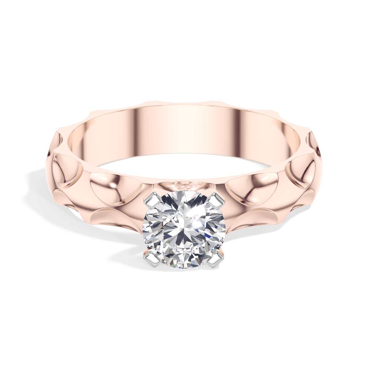 Round Scalloped-Band Lab Grown Diamond Ondara Engagement Ring