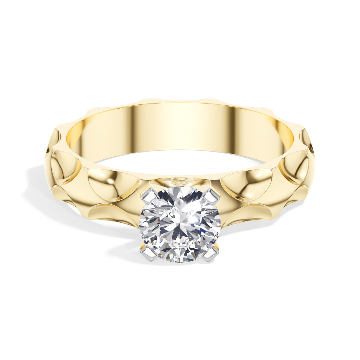 Round Scalloped-Band Lab Grown Diamond Ondara Engagement Ring