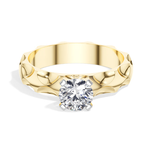 Round Scalloped-Band Lab Grown Diamond Ondara Engagement Ring