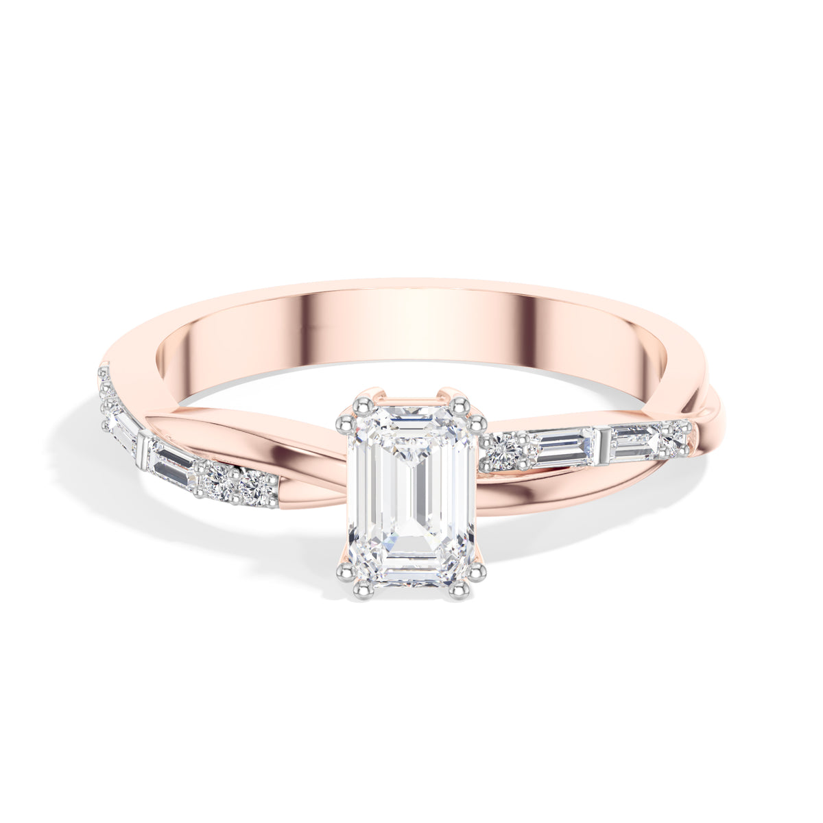 Emerald Cut Twist-Band Lab Grown Diamond Esmera Engagement Ring