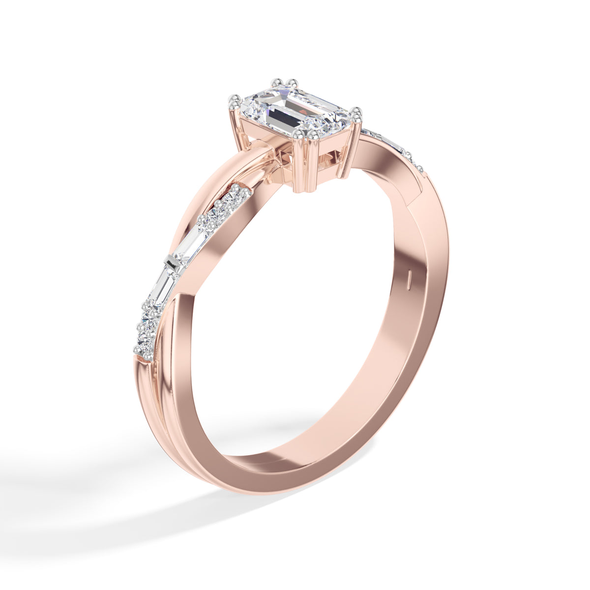 Emerald Cut Twist-Band Lab Grown Diamond Esmera Engagement Ring
