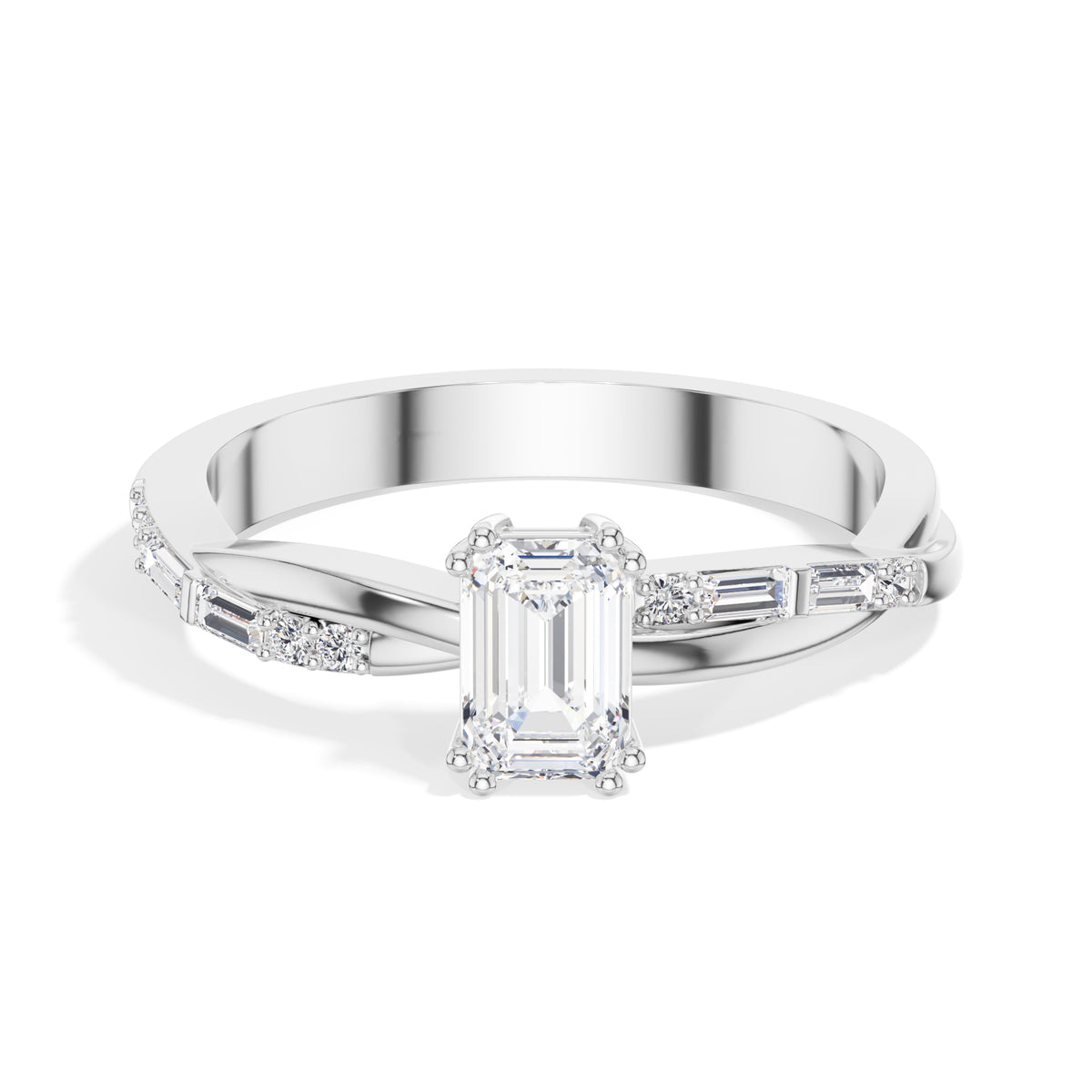 Emerald Cut Twist-Band Lab Grown Diamond Esmera Engagement Ring