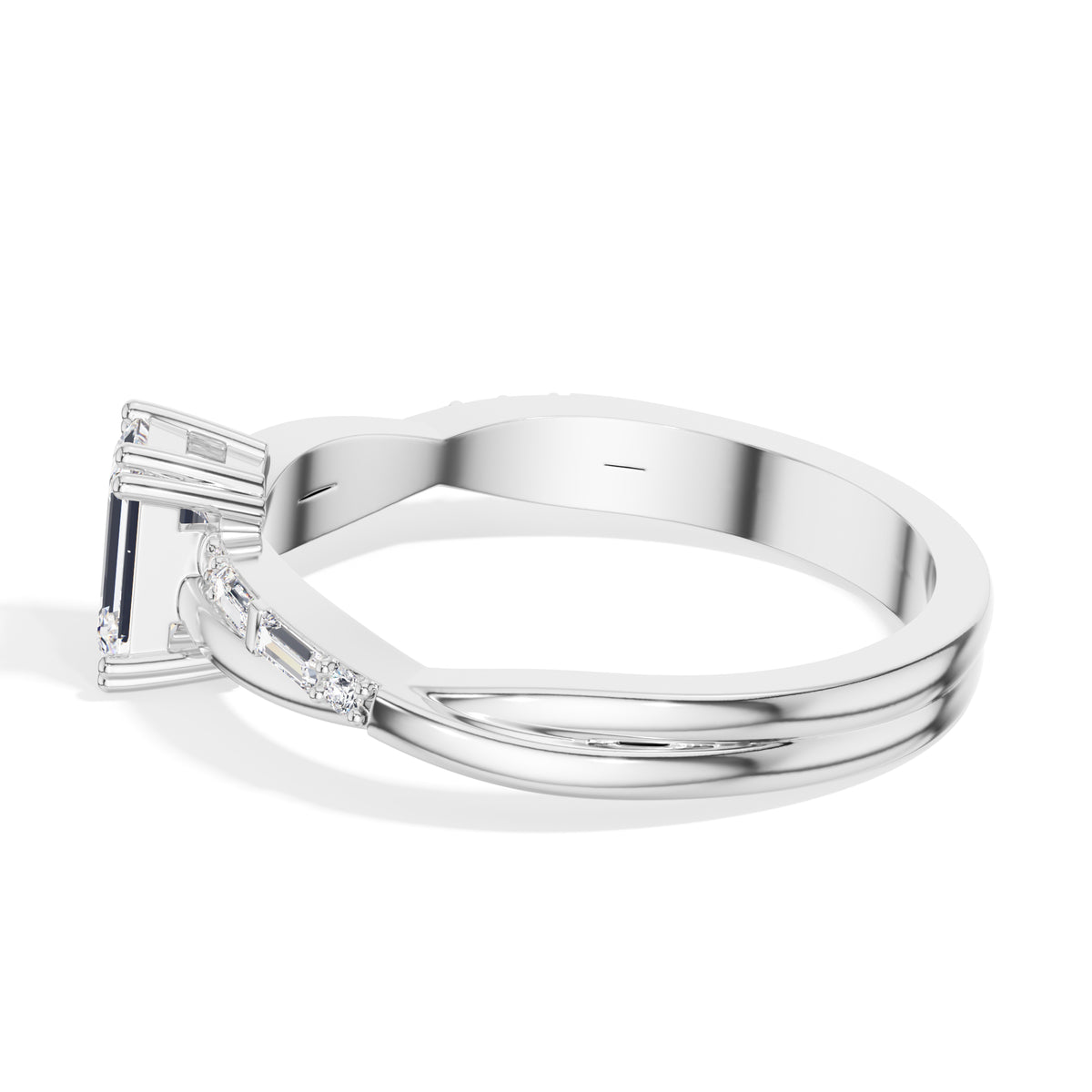Emerald Cut Twist-Band Lab Grown Diamond Esmera Engagement Ring