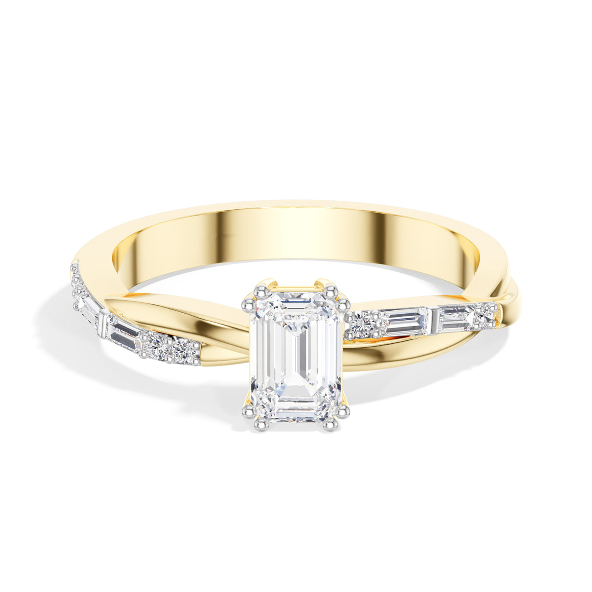Emerald Cut Twist-Band Lab Grown Diamond Esmera Engagement Ring