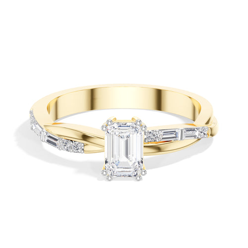 Emerald Cut Twist-Band Lab Grown Diamond Esmera Engagement Ring